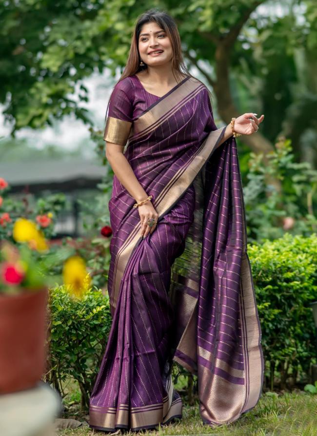 Banarasi Silk Purple Party Wear Weaving Saree